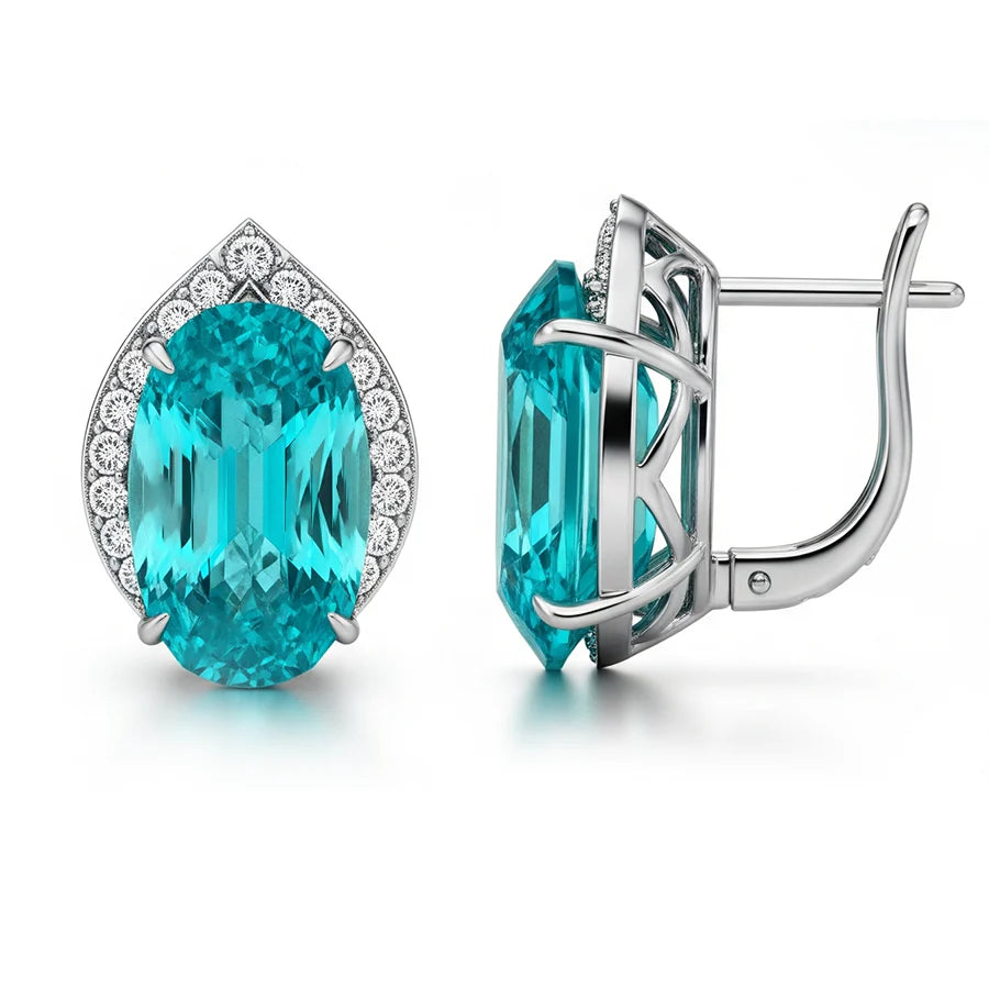 Sparkling Paraiba Earrings in White Gold 2.70ct