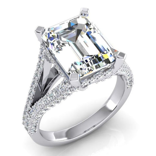 Split Shank Emerald Diamond Ring