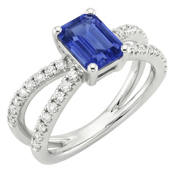 Split Shank Engagement Ring Blue Sapphire & Natural Earth Mined Diamond 4.25 Carats