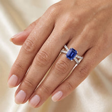 Split Shank Engagement Ring Blue Sapphire & Natural Earth Mined Diamond 4.25 Carats