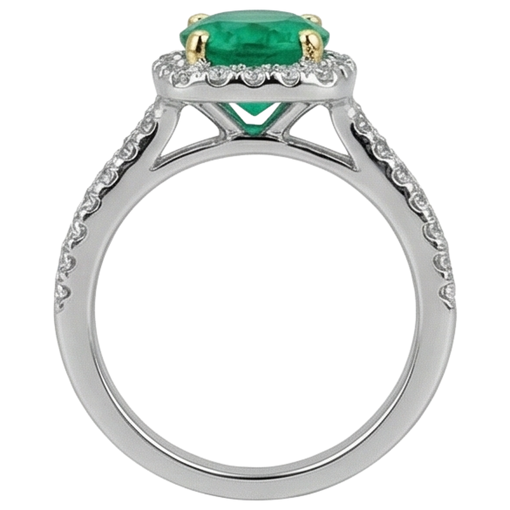 Timeless Colombian Emerald Precious Stone Ring 2 ct – top view