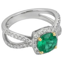 Colombian Emerald Precious Stone Ring 2-ct Two-Tone 14K Gold – side view