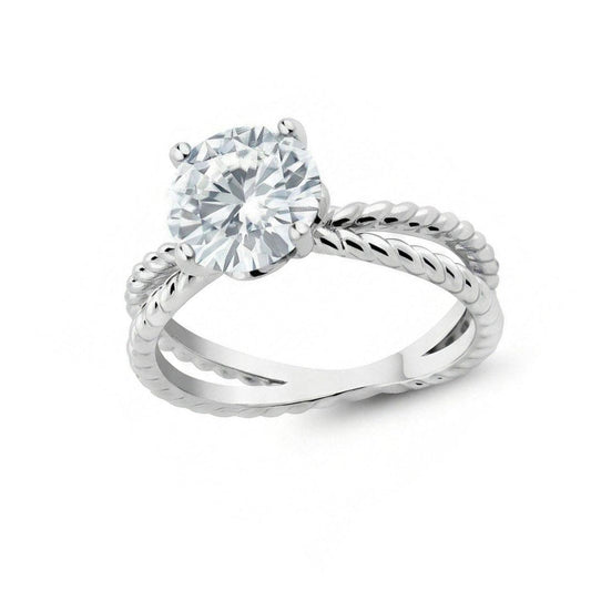 Split Shank Natural Earth Mined Diamond Solitaire 3 Ct Wedding Ring White Gold 14K
