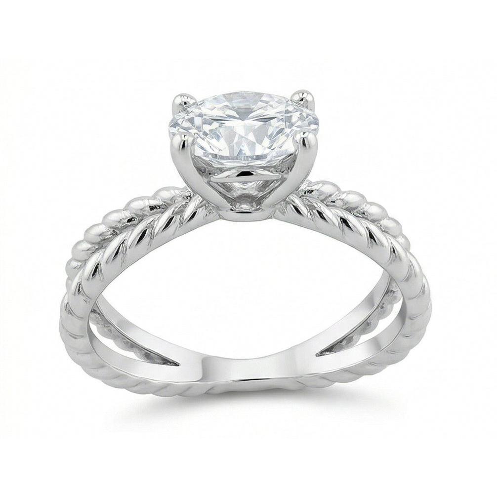 Split Shank Natural Earth Mined Diamond Solitaire 3 Ct Wedding Ring White Gold 14K