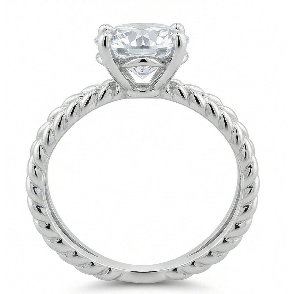Split Shank Natural Earth Mined Diamond Solitaire 3 Ct Wedding Ring White Gold 14K