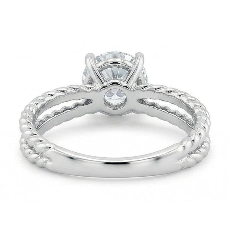 Split Shank Natural Earth Mined Diamond Solitaire 3 Ct Wedding Ring White Gold 14K