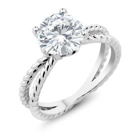 Split Shank Natural Earth Mined Diamond Solitaire 3 Ct Wedding Ring White Gold 14K