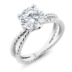 Split Shank Real Diamond Solitaire 3 Ct Wedding Ring White Gold 14K