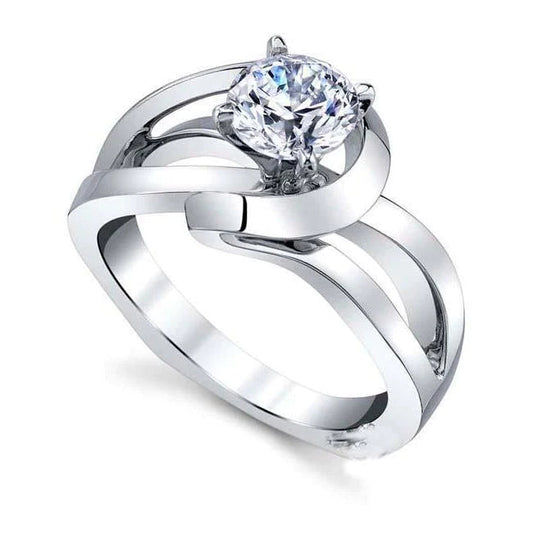 Split Shank Round Cut 1.60 Ct Genuine Diamond Wedding Ring