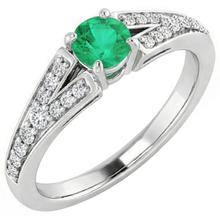 Split Shank Round Green Emerald Ring 1.75 Carats White Gold 14K