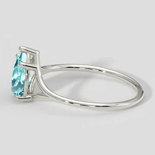 Split Shank Pear Paraiba Ring 1ct