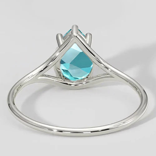 Split Shank Pear Paraiba Ring 1ct
