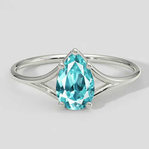 Split Shank Pear Paraiba Ring 1ct