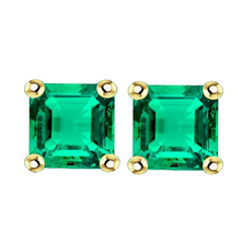 Colombian Emerald Gemstone Earring 4-ct 14K Two Tone Gold – main view