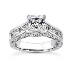 Square Cut Old Miner Genuine Natural Earth Mined Diamond Ring Channel Set Milgrain 5 Carats