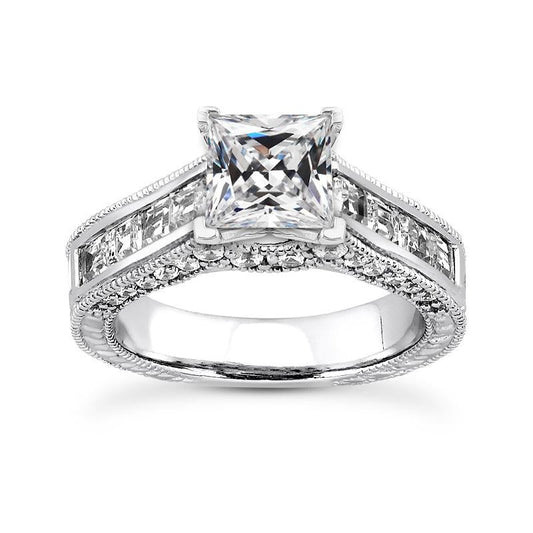 Square Cut Old Miner Genuine Diamond Ring Channel Set Milgrain 5 Carats
