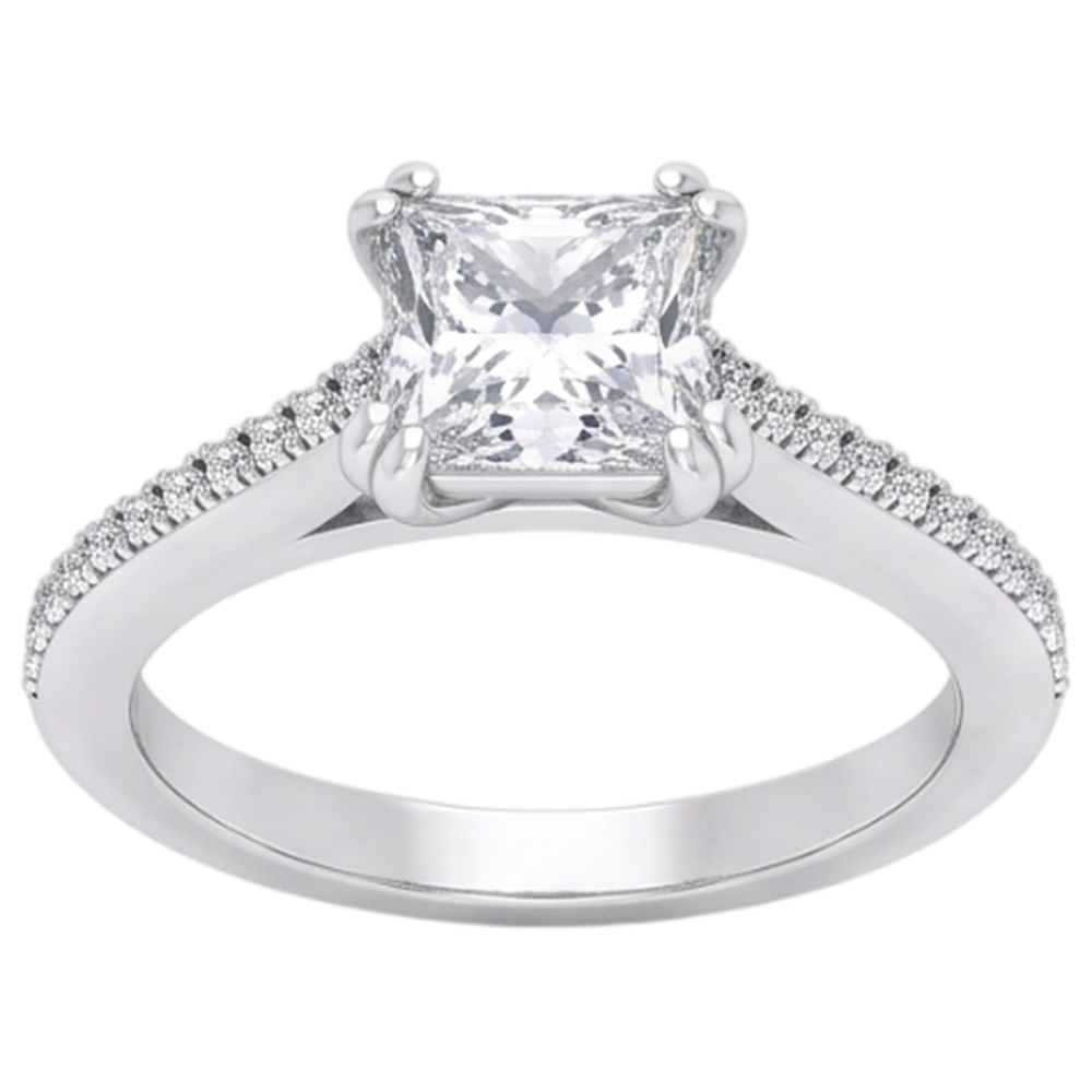 Square Cut Old Miner Natural Earth Mined Diamond Wedding Ring Double Prong Set 5 Carats