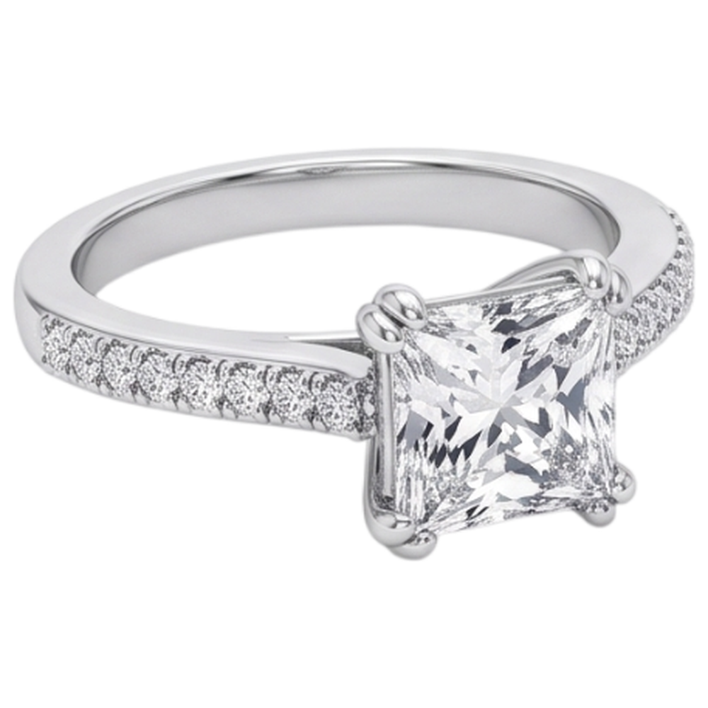 Square Cut Old Miner Natural Earth Mined Diamond Wedding Ring Double Prong Set 5 Carats