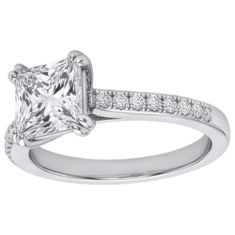 Square Cut Old Miner Natural Earth Mined Diamond Wedding Ring Double Prong Set 5 Carats