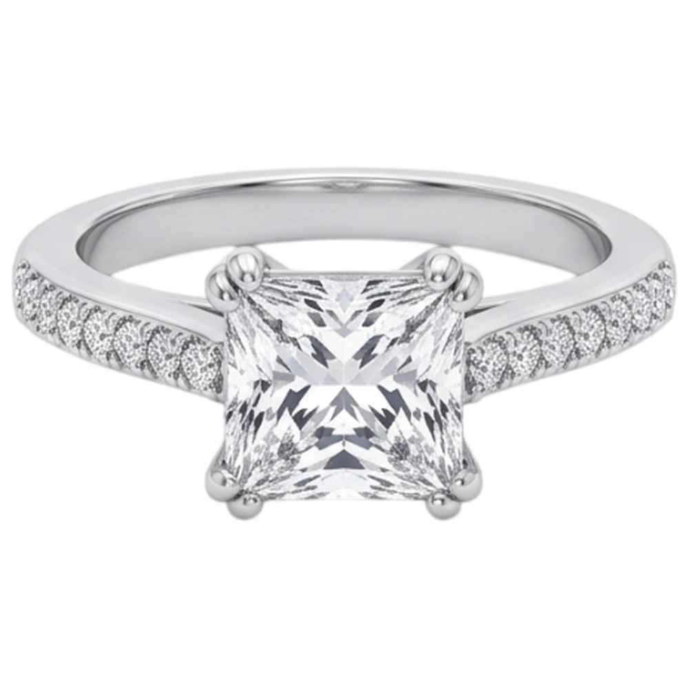 Square Cut Old Miner Natural Earth Mined Diamond Wedding Ring Double Prong Set 5 Carats