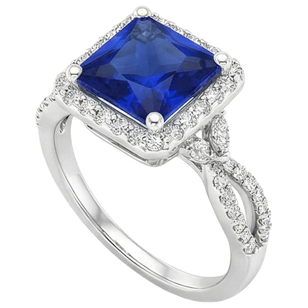 Square Designer Blue Sapphire Ring