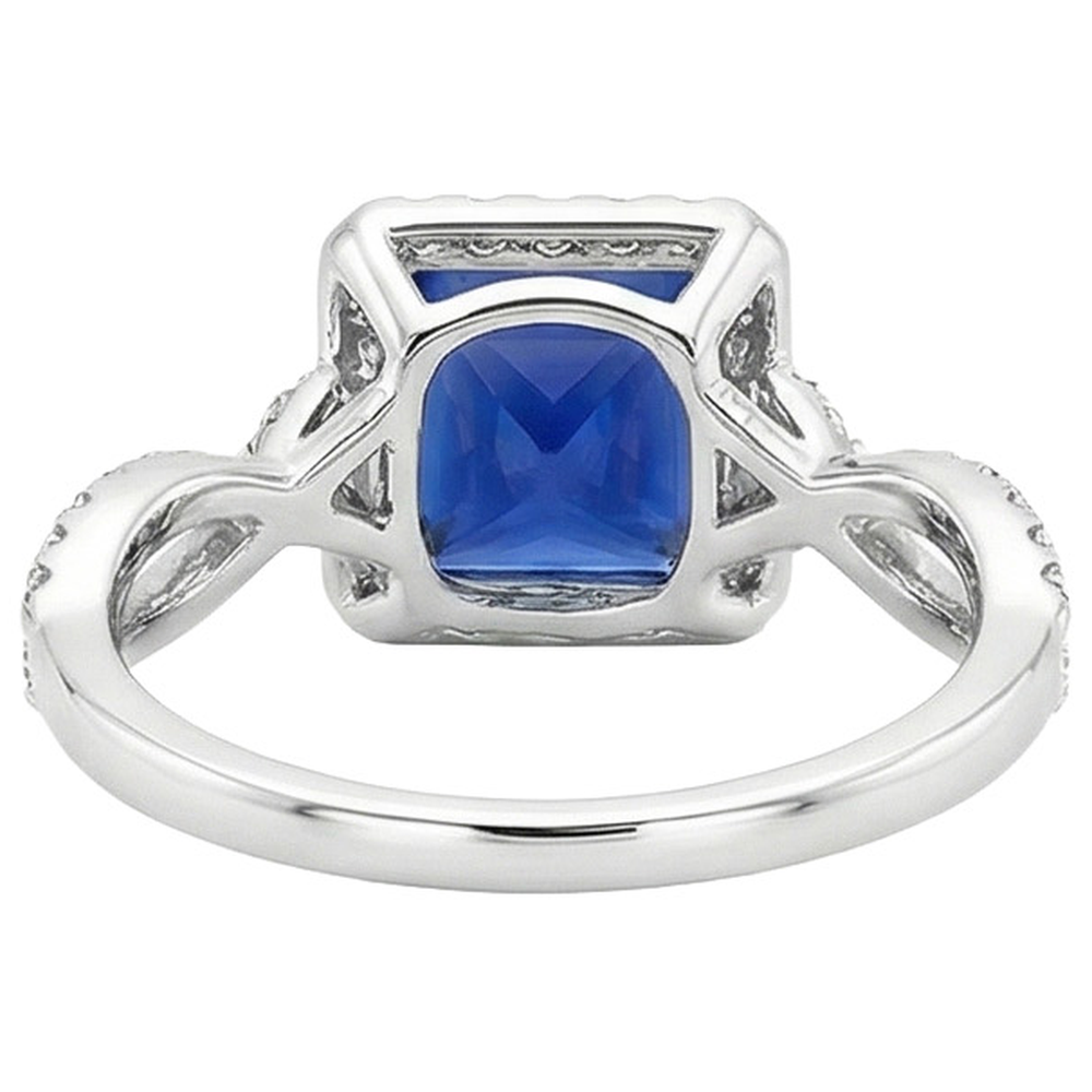 Square Designer Blue Sapphire Ring