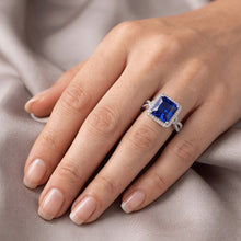 Square Designer Blue Sapphire Ring