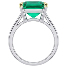 Real Emerald Precious Stone Ring 5 ct 14K Two Tone Gold – top view