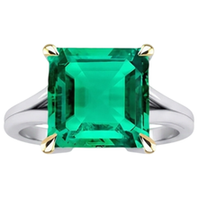 Emerald Emerald Cut Precious Stone Ring in 14K Two Tone Gold – side view