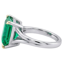 Emerald Precious Stone Ring 5-ct 14K Two Tone Gold – angle view