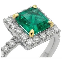 Colored Stone Ring Two-Tone 14K Gold with Fine Emerald – top view