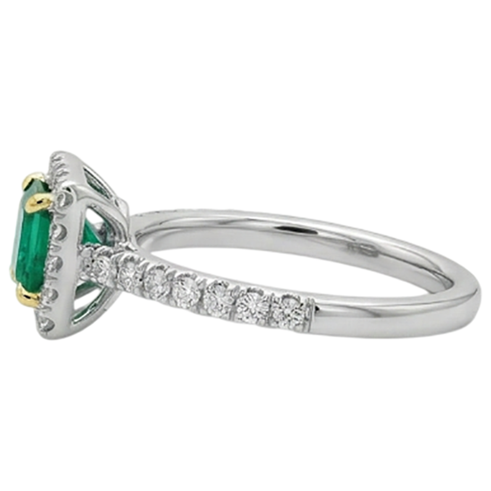 Colored Stone Ring Two-Tone 14K Gold with Fine Emerald – back view