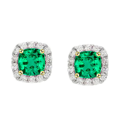 GIA Certified Gemstone Earring – Colombian Emerald 2 ct Two-Tone