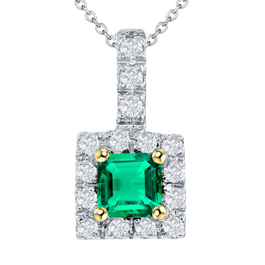 Cushion Cut Emerald ring in 14K Two Tone Gold – main view
