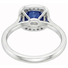 Square Sapphire Halo Natural Earth Mined Diamond Ring