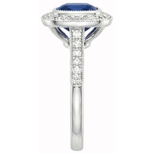 Square Sapphire Halo Natural Earth Mined Diamond Ring