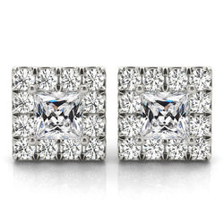 Earth-Mined Fine Diamond Stud Earrings 9.50 ct – 14 Karat White