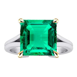 Emerald Cut Emerald Precious Stone Ring in 14K Two Tone Gold – 5