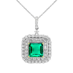 Brilliant Gemstone Pendant with GIA Certified Colombian Emerald