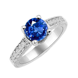 Sri Lanka Blue Gems Natural Earth Mined Diamond Ring