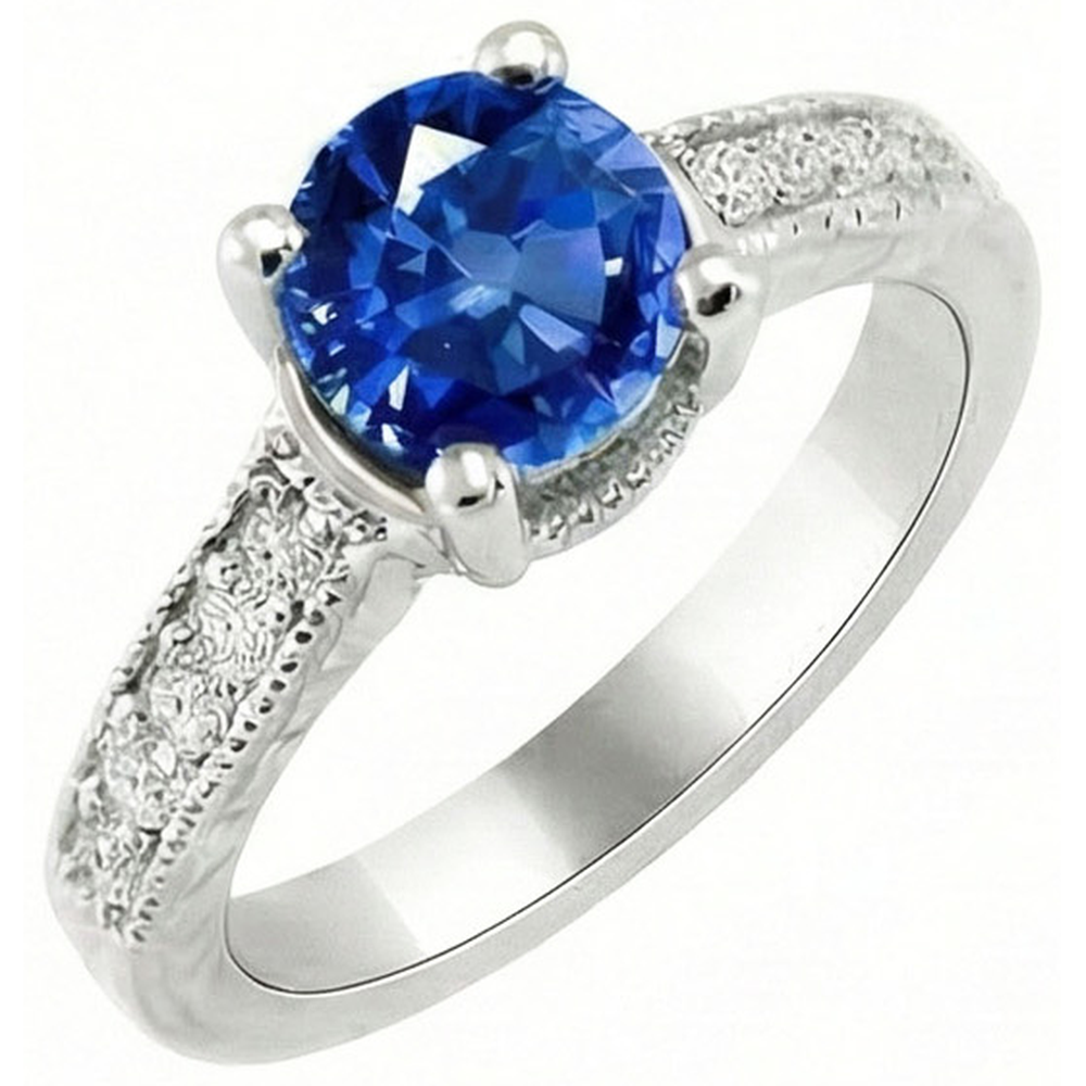 Sri Lanka Blue Gems Natural Earth Mined DIAMOND ( NOT LAB GROWN ) Ring