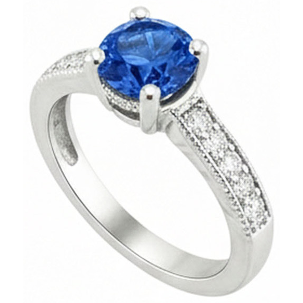 Sri Lanka Blue Gems Natural Earth Mined DIAMOND ( NOT LAB GROWN ) Ring