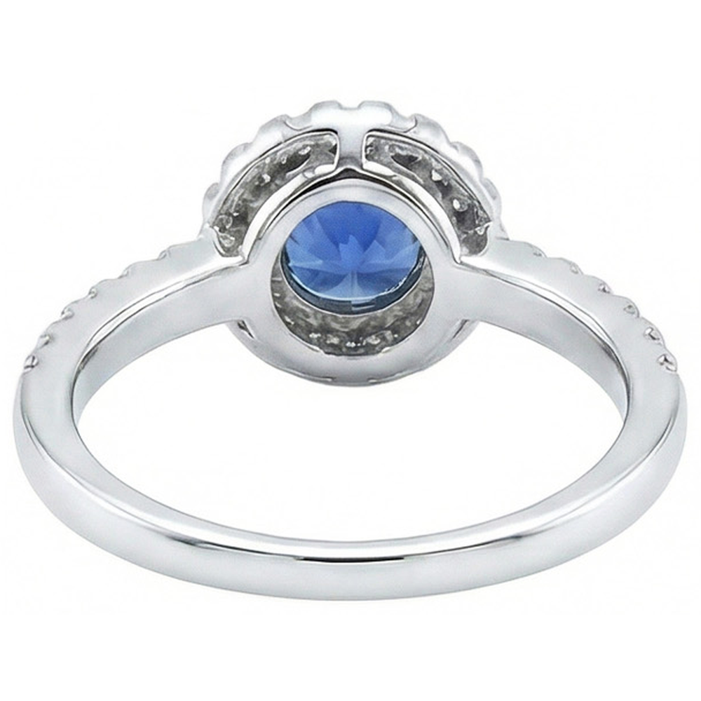 Sri Lanka Blue Sapphire And Natural Earth Mined DIAMOND ( NOT LAB GROWN ) Ring White Gold 1.60 Ct