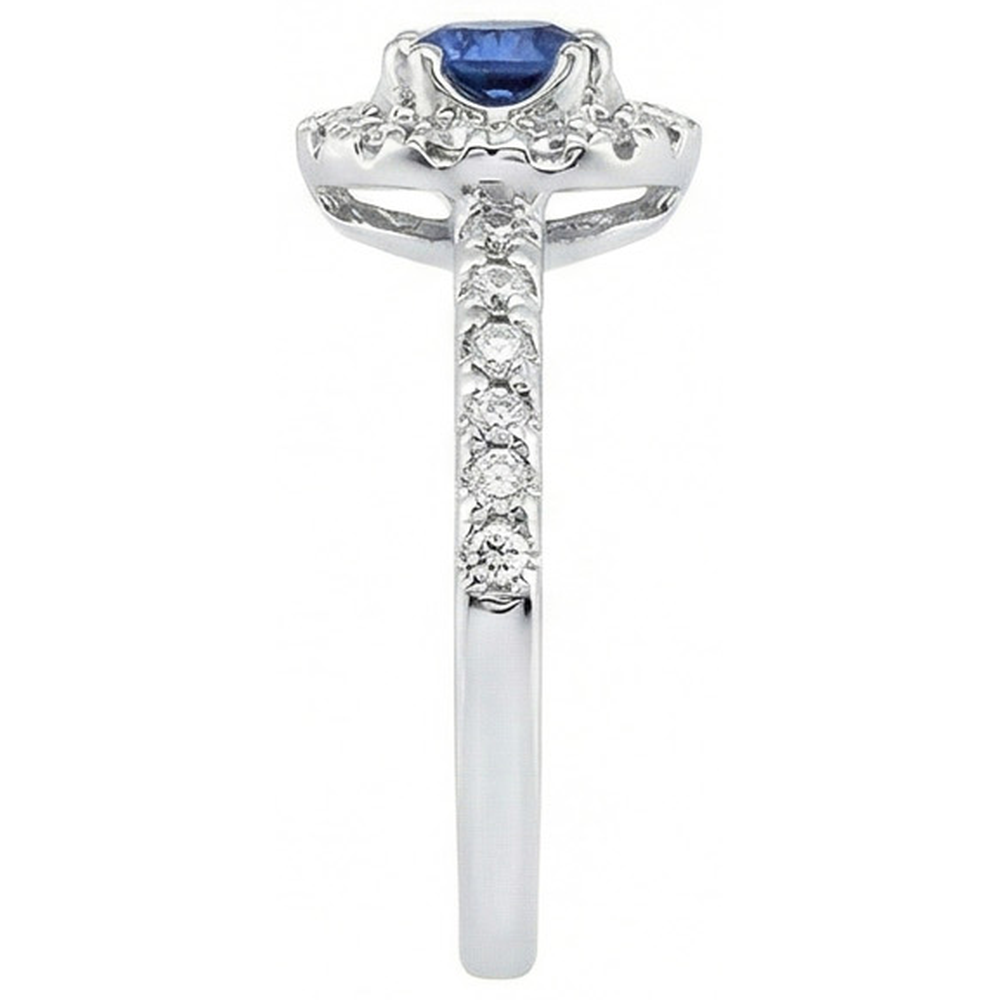 Sri Lanka Blue Sapphire And Natural Earth Mined DIAMOND ( NOT LAB GROWN ) Ring White Gold 1.60 Ct