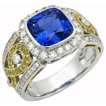 natural round sapphire 3.26ct ring front view