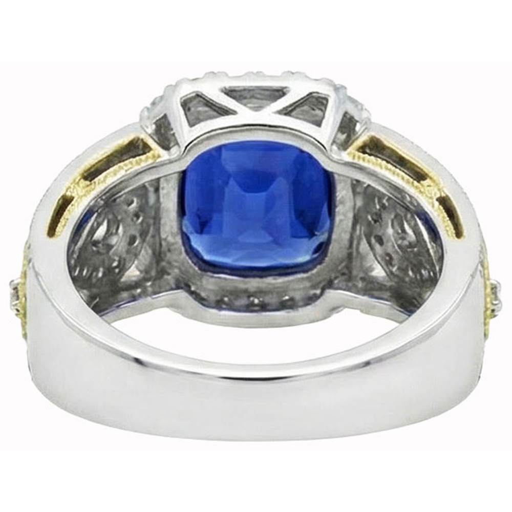 natural round sapphire 3.26ct ring profile view