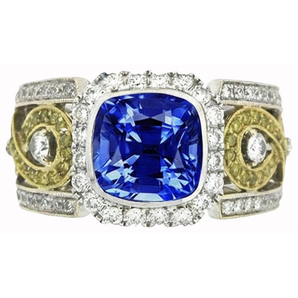 natural round sapphire 3.26ct ring side angle