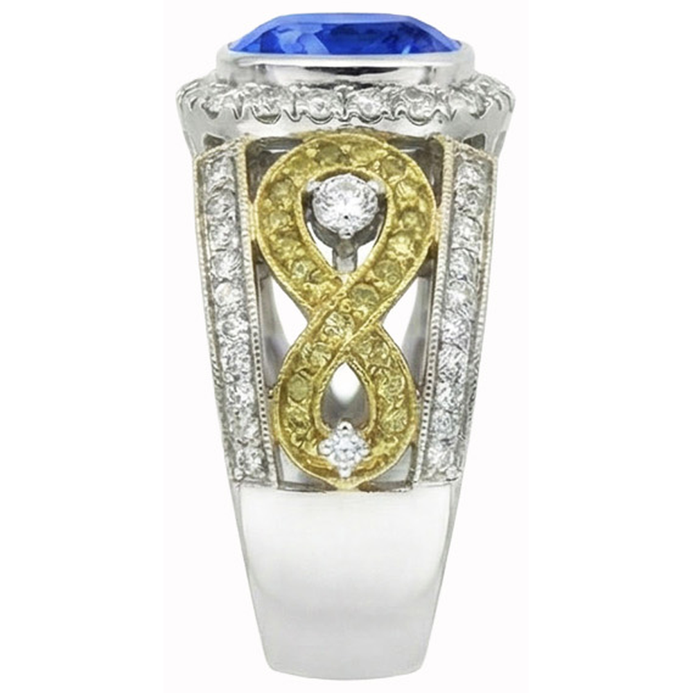 natural round sapphire 3.26ct ring top view