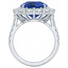 natural round sapphire 4.50ct ring on white background
