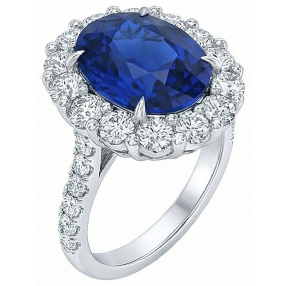 natural round sapphire 4.50ct ring front view